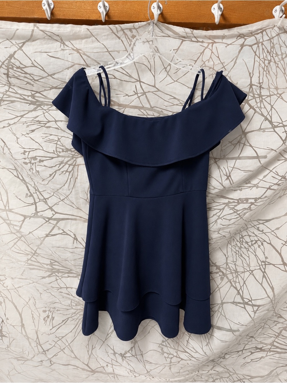B Darlin  NWT , size 11/12, navy blue off shoulder  party dress